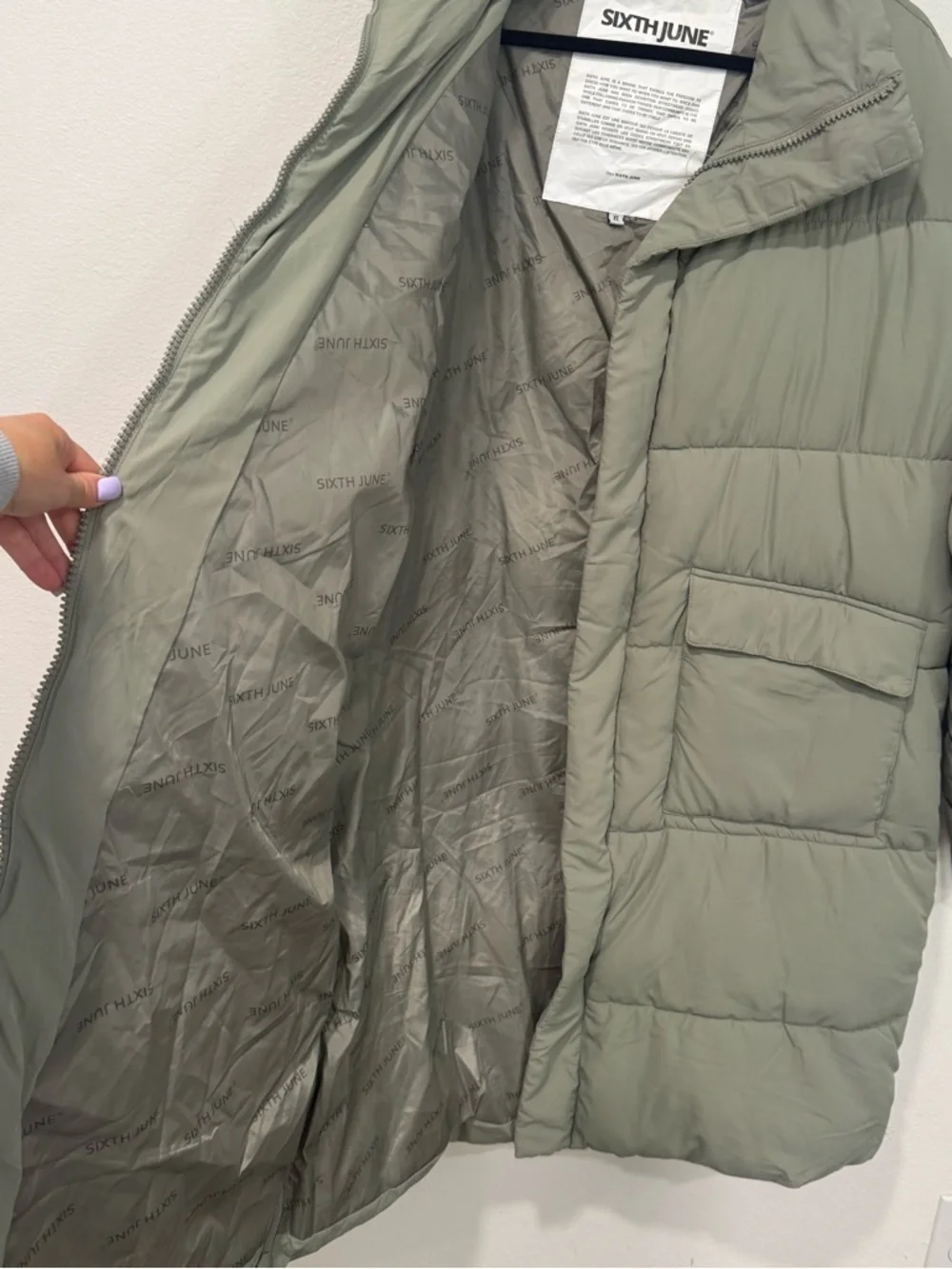 Sixth June Green Long Oversized Down Jacket XL